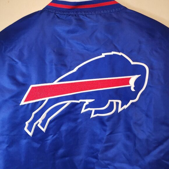 Buffalo Bills Jacket Varsity Satin Bomber Button Mens Medium NFL Team Apparel - Picture 6 of 10